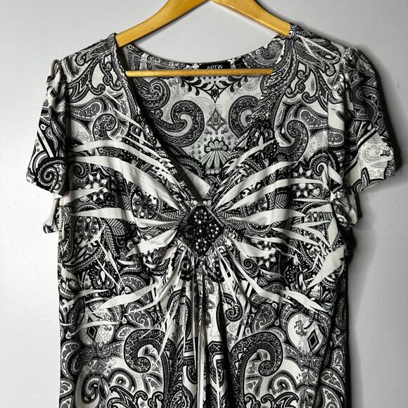 Apt 9 Womens Y2K Fairy Grunge Rhinestone Babydoll Top Size 1X White Flowy Artsy - Picture 2 of 9